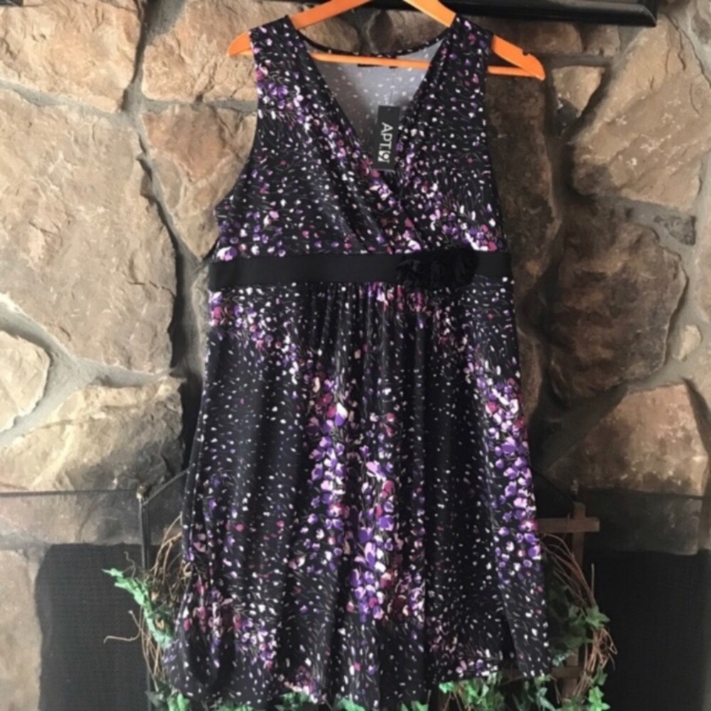 💜NWT APT. 9💜FLORAL DRESS WITH ROSETTES 💜 - Picture 1 of 5